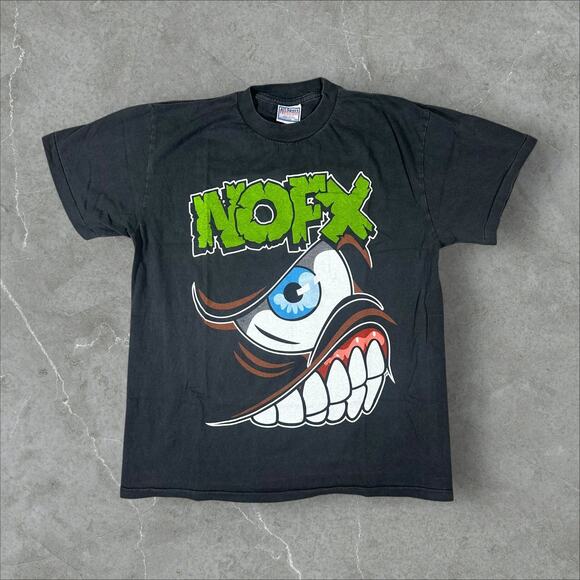 RARE Vintage NOFX Mons Tour Monstour Sz Large Punk Single Stitch Reprint T-Shirt - Picture 1 of 7